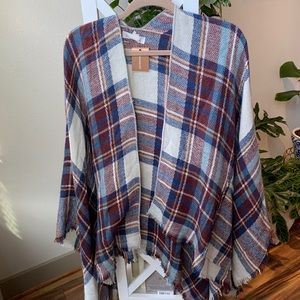 White and blue plaid wrap
